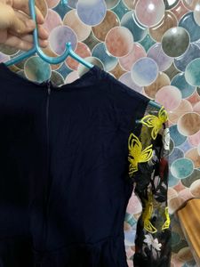 Embroidered Navy Blue Top