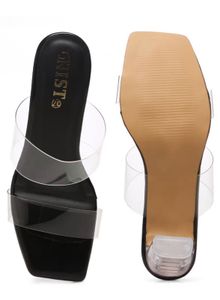 Clear Strap Block Heels