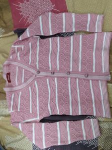Pink Striped Cardigan