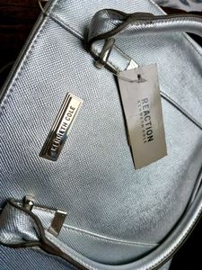 Kenneth Cole Silver Textured Hand Bag