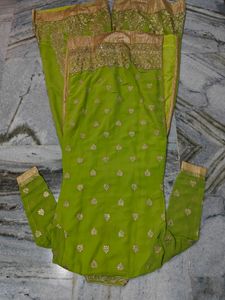 Green &amp; Gold Embroidered Salwar Kameez