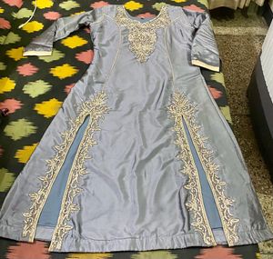 Elegant Grey Embroidered suit