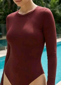 Maroon Long Sleeve Bodysuit