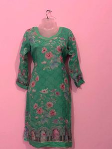 Green Floral Print Kurta