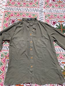 Chic Olive Green Button-Up Shirt