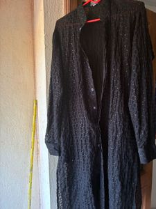 Black Sequin georgette Kurta with dupatta