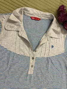 Striped Polo Shirt with Collar