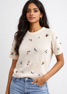 Floral Embroidered Knit Top