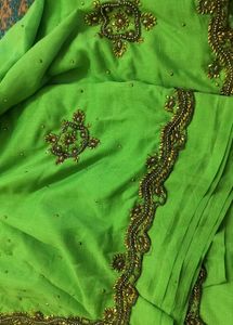 Maggam work Silk saree with running blouse