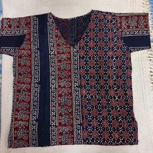 Ajrakh Print Dyed Cotton Tops (Combo of 2)
