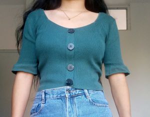 Green Button-Down Top