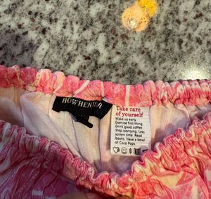 HWW crop top, summer print, pink, S size