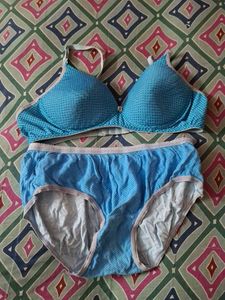 Blue Polka Dot Bra & Panty Set