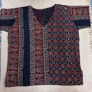 Ajrakh Print Dyed Cotton Tops (Combo of 3)