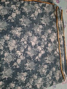 Elegant Floral Print Saree  with Beaded Trim