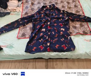 Stylish Blue Butterfly Print Shirt