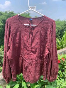 Brown Broderie Anglaise Top