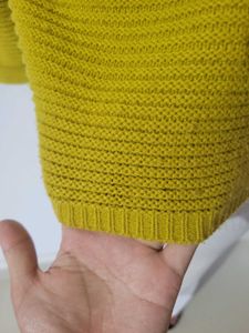 Yellow Ribbed Knit Cropped Sweater