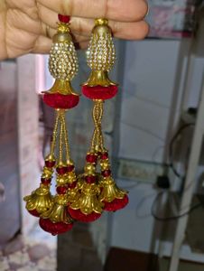 Gorgeous Red & Gold Dupatta Tassels