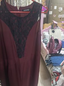 Maroon Lace Top Maxi Dress
