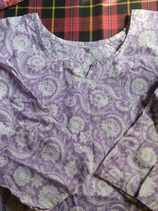 Purple Floral Print Kurta