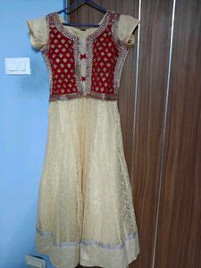 Red Embroidered Kurta Set with Cream Dupatta