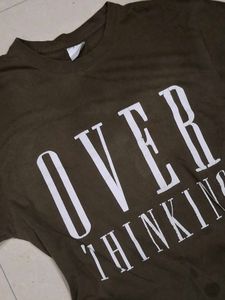 Olive Green "Overthinking" Graphic T-Shirt