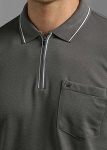 Louis Philippe Men's Grey Textured Polo Shirt