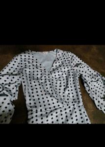 Elegant Polka Dot Wrap Dress