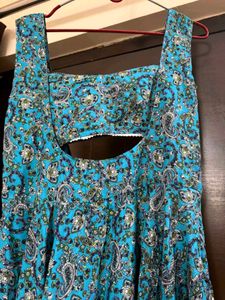 Elegant Blue Printed Maxi Dress