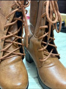 Stylish Brown Lace-Up Boots with Embellishments