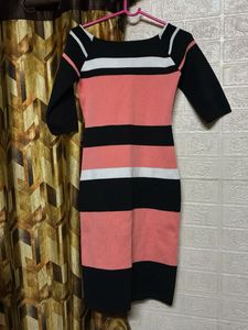 Striped Knit Midi Dress