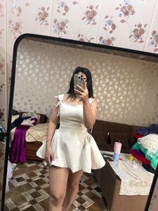 Cream Fit and Flare Mini Dress🦋🌻🎀