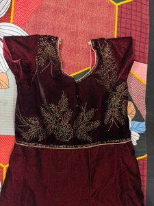 Elegant Maroon Embroidered Gown