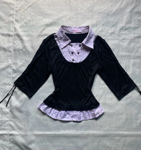 Cute Black &amp; Lilac Layered Top