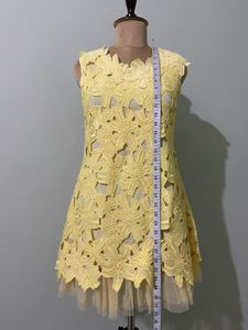 Yellow Lace Overlay Dress