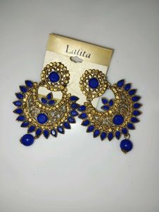 Exquisite Blue Stone Jhumka Earrings