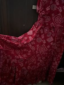Stylish Red Bandhani Print Maxi Dress