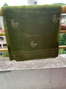 Green Saree With matching Blouse
