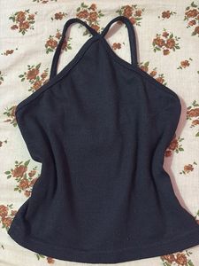 Ribbed Black Crop Tank Top