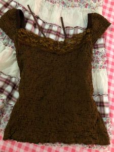 Brown Smocked Corset Top