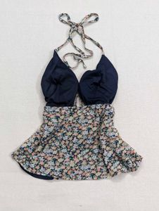 Y2K Backless Tie Up Knot Floral Halter Top