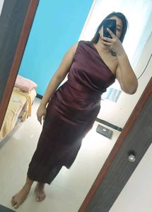 Elegant One-Shoulder Satin Dress