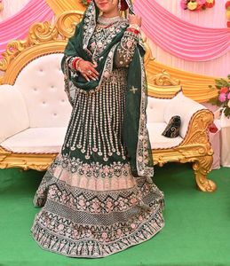 Stunning Emerald Green Embroidered Lehenga Choli