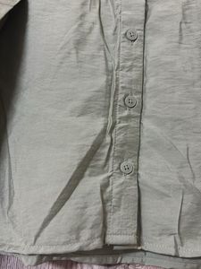 Green Button-Up Shirt with Floral Print