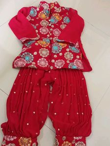 Red Embroidered Kurta Set
