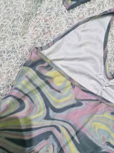 Swirl Print Halter Neck Top