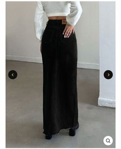 Black Denim Long Skirt