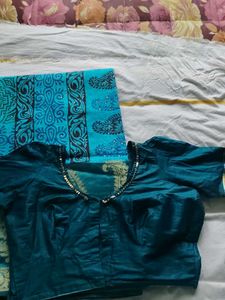 light blue  Sareewith stitched blouse