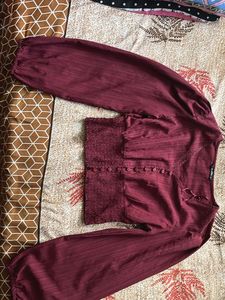 Maroon Textured Crop Top